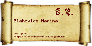 Blahovics Marina névjegykártya